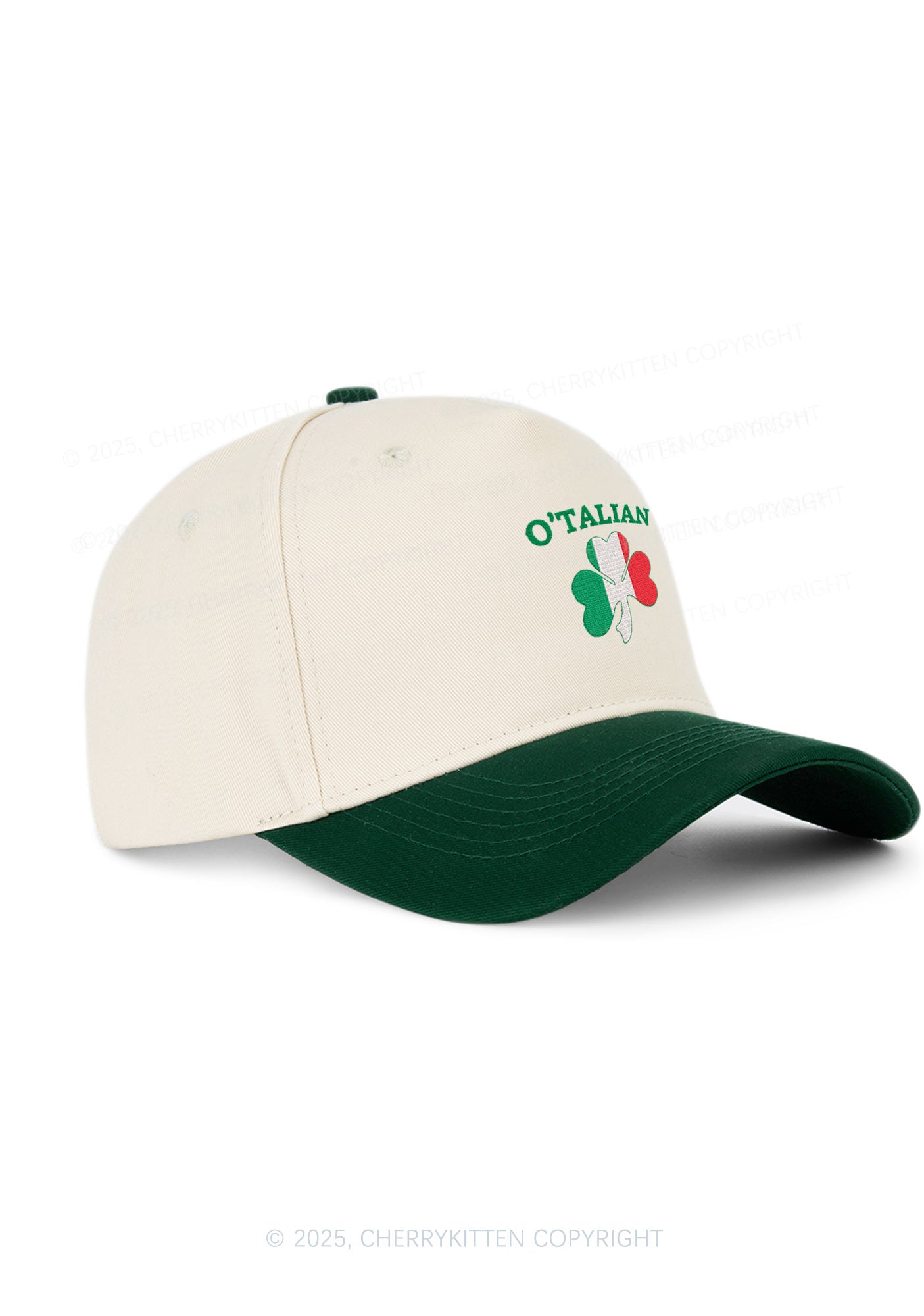 Embroidered OTalian Shamrock St Patricks Y2K Color Block Baseball Cap Cherrykitten