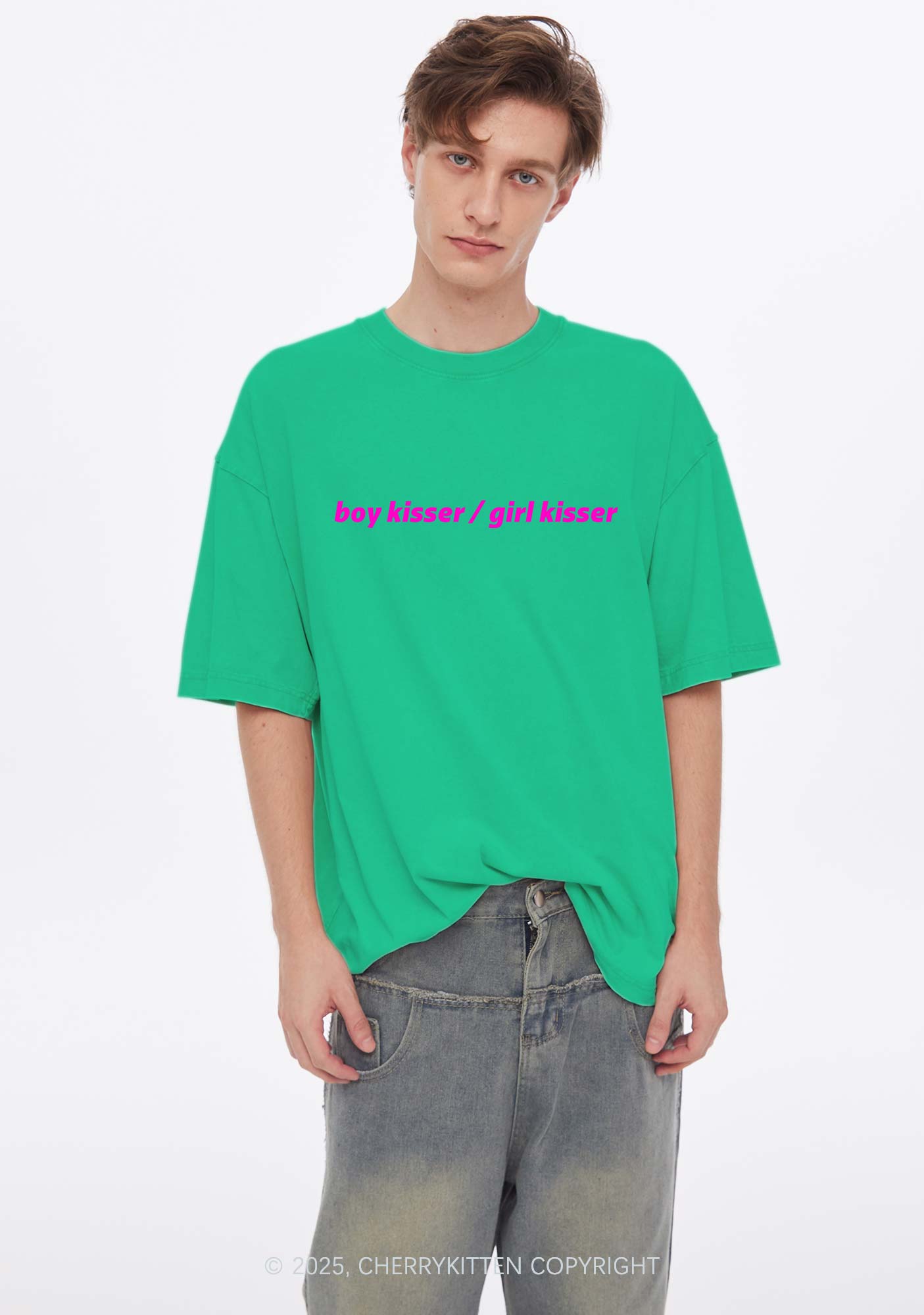 Boy Kisser Girl Kisser Pride Y2K Shirts Washed Tee Cherrykitten