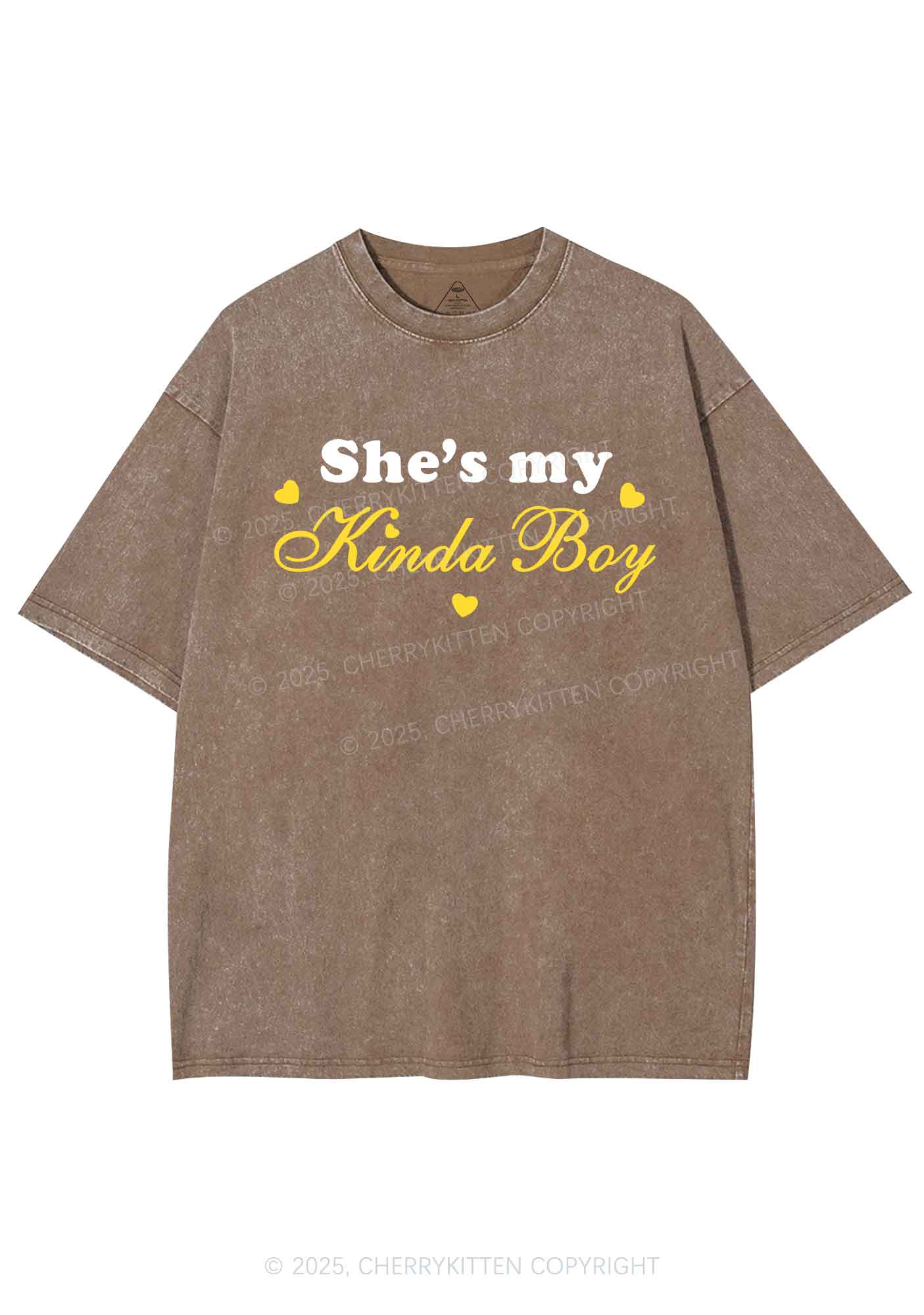 Shes My Kinda Boy Pride Y2K Shirts Washed Tee Cherrykitten