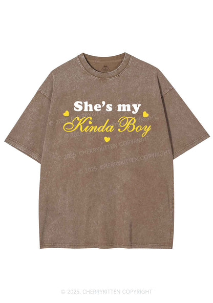 Shes My Kinda Boy Pride Y2K Shirts Washed Tee Cherrykitten