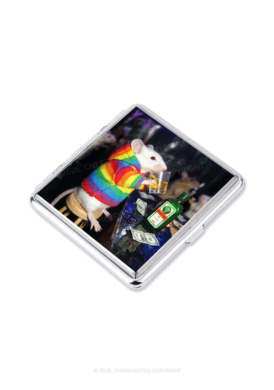 Rainbow Hoodie Rat Drinking Pride Y2K Cigarette Case Cherrykitten