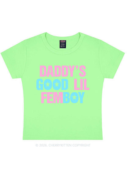 Daddys Good Lil Femboy Pride Y2K Baby Tee Cherrykitten
