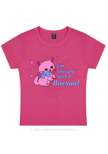 Literally Just A Bisexual Pride Y2K Baby Tee Cherrykitten