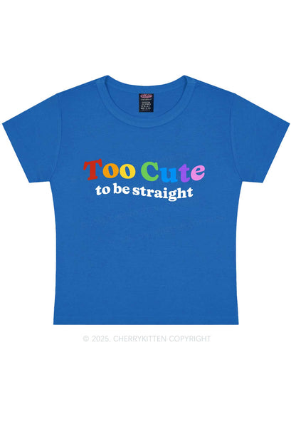 Too Cute To Be Straight Pride Y2K Baby Tee Cherrykitten
