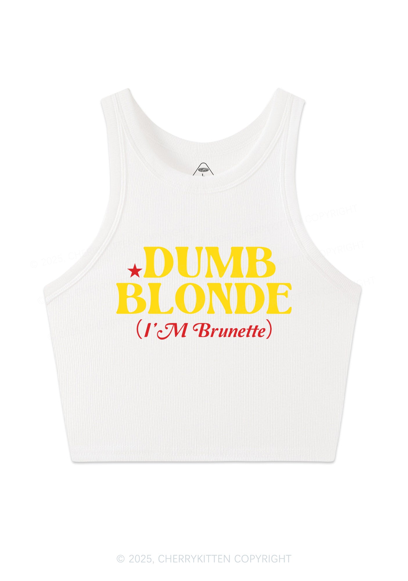 Dumb Blonde Brunette Y2K Crop Tank Top Cherrykitten
