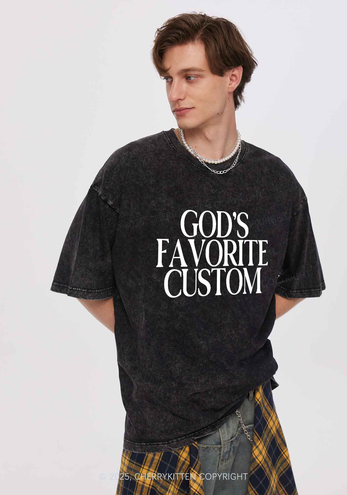 Gods Favorite Custom Y2K Shirts Washed Tee Cherrykitten
