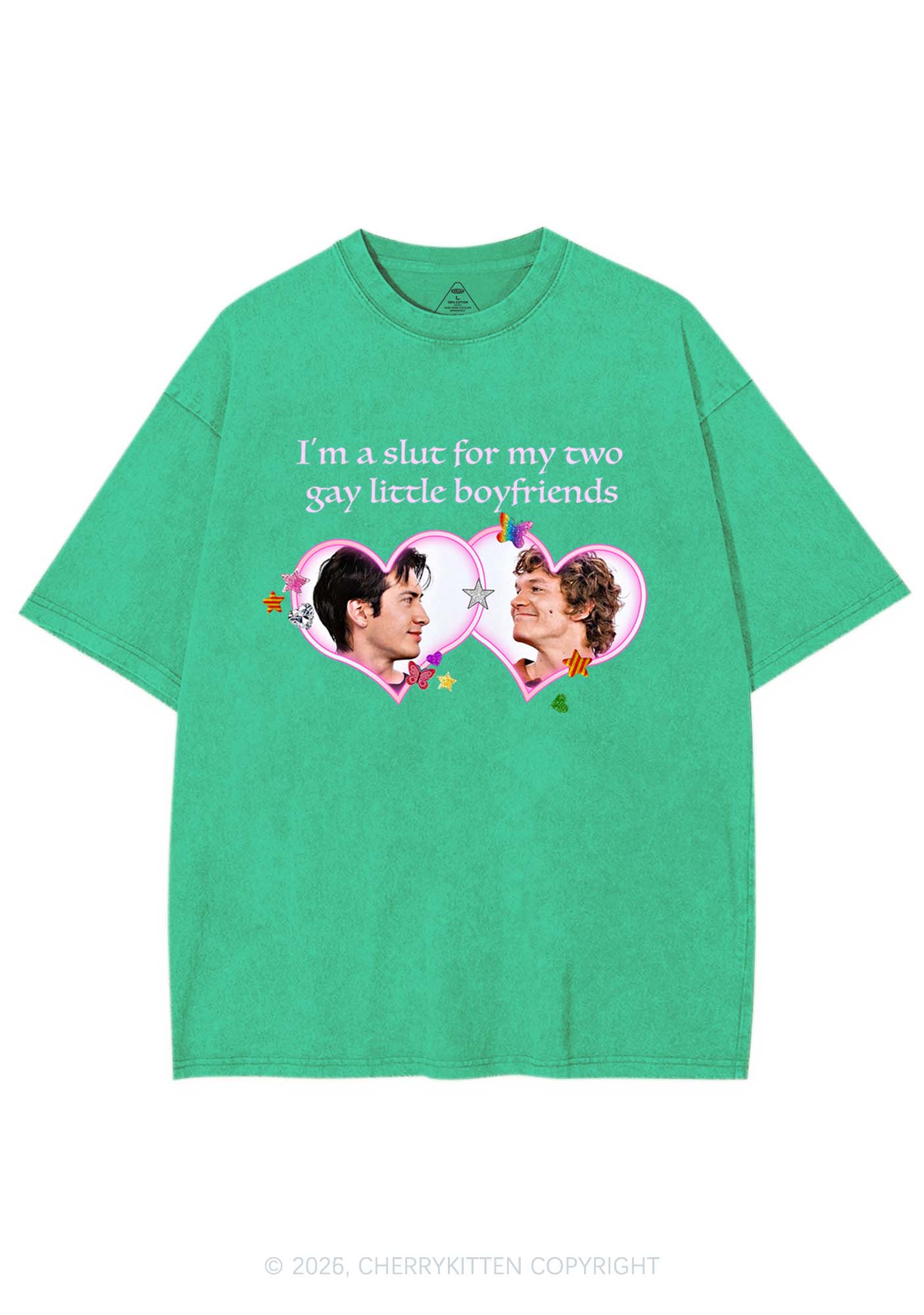 Slxt For My Gay Boyfriends HR Y2K Shirts Washed Tee Cherrykitten