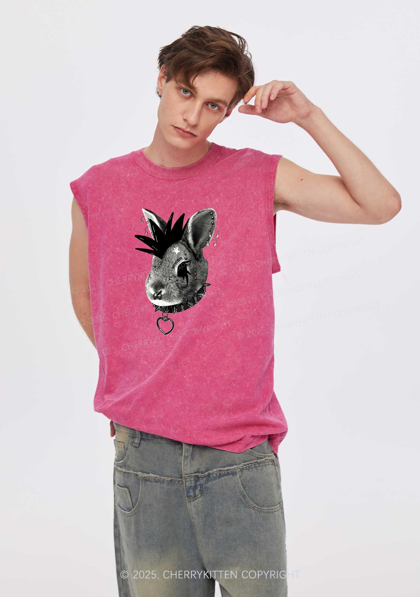 Custom Punk Pet Y2K Washed Muscle Tank Cherrykitten