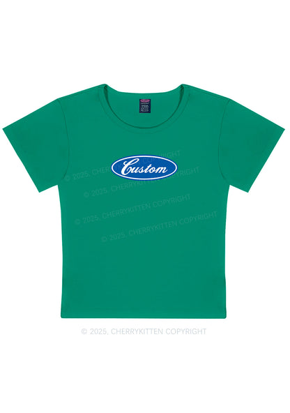 Oval Custom Text Y2K Baby Tee Cherrykitten