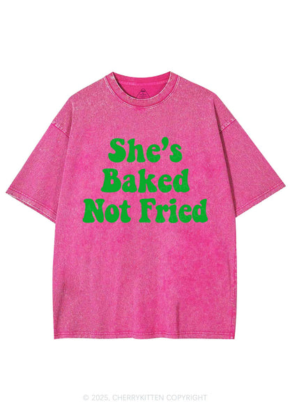 She Is Baked Not Fried Y2K Shirts Washed Tee Cherrykitten