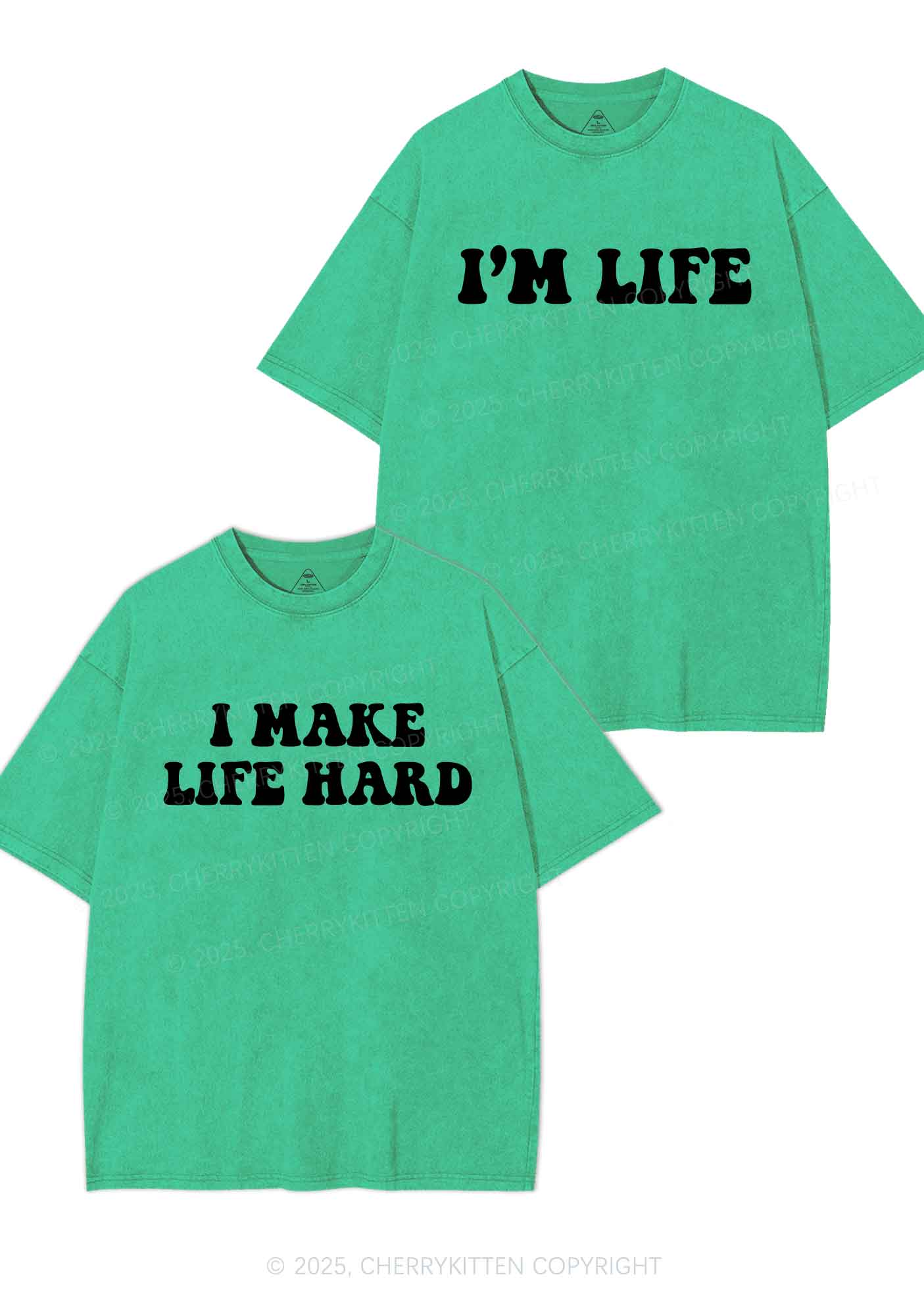 I Make Life Hard Y2K Valentine's Day Washed Tee Cherrykitten