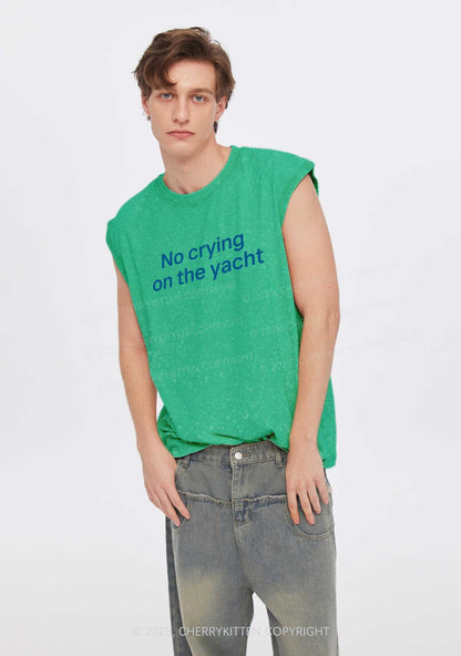 No Crying On Yacht Y2K Washed Muscle Tank Cherrykitten