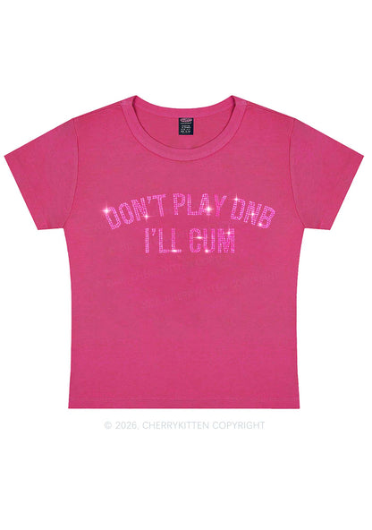 Rhinestone Dont Play DNB Y2K Baby Tee Cherrykitten