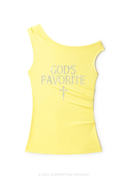 Rhinestone Gods Favorite Y2K Off Shoulder Tank Top Cherrykitten
