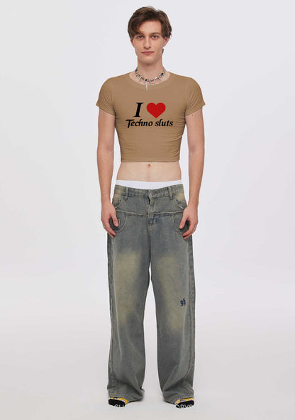 I Love Techno Slxts Y2K Baby Tee Cherrykitten