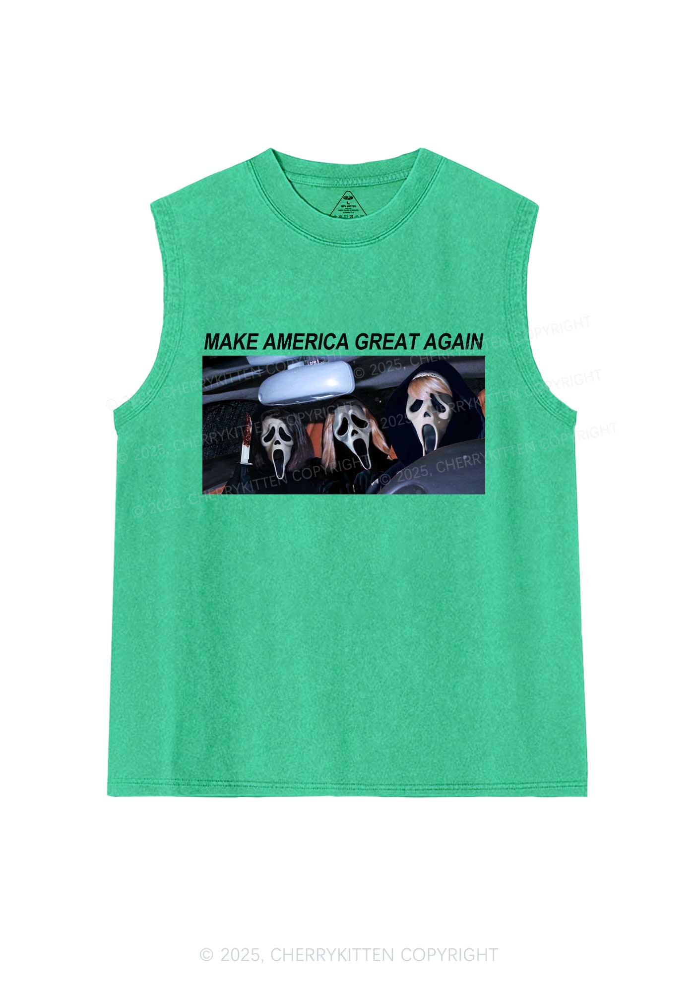 Halloween Ghost Make America Great Again Y2K Washed Muscle Tank Cherrykitten