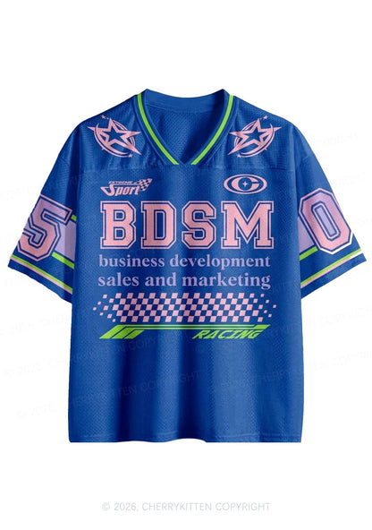 Dark Blue BDSM Y2K Sport Jersey Shirts Cherrykitten
