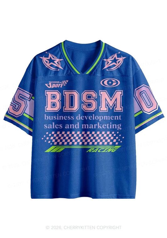 Dark Blue BDSM Y2K Sport Jersey Shirts Cherrykitten