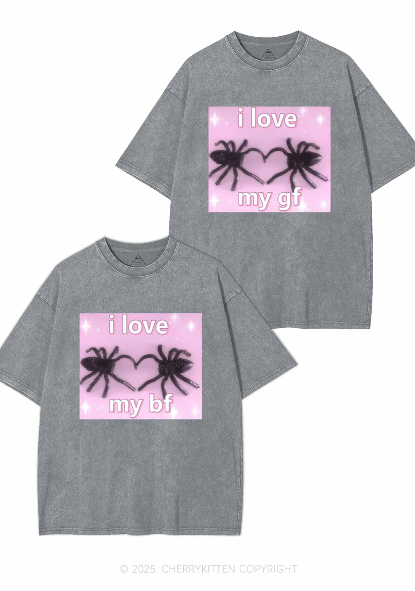 Love My Spider BF GF Y2K Valentine's Day Washed Tee Cherrykitten