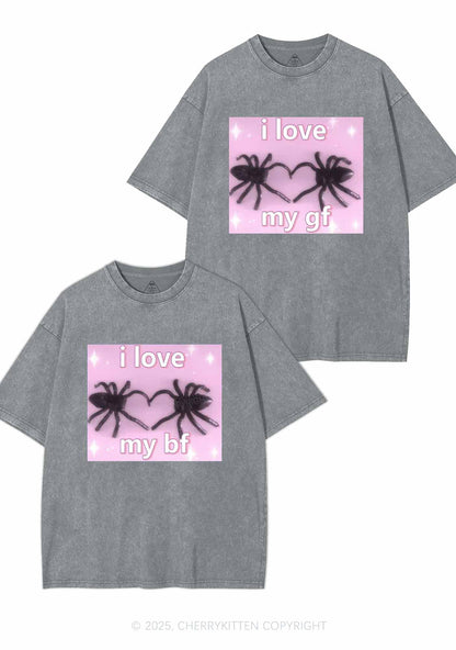Love My Spider BF GF Y2K Valentine's Day Washed Tee Cherrykitten