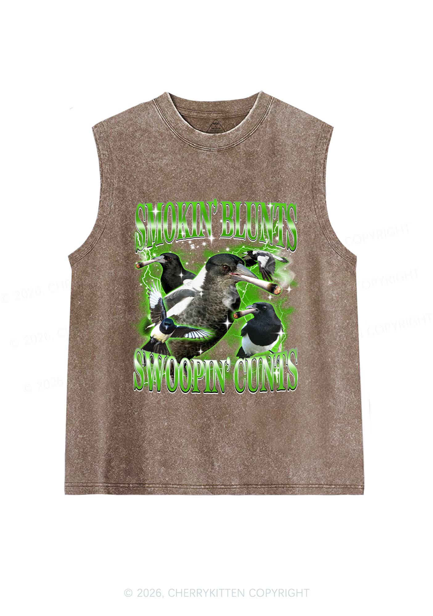 Smokin Blunts Swoopin Cxxts Y2K Washed Muscle Tank Cherrykitten