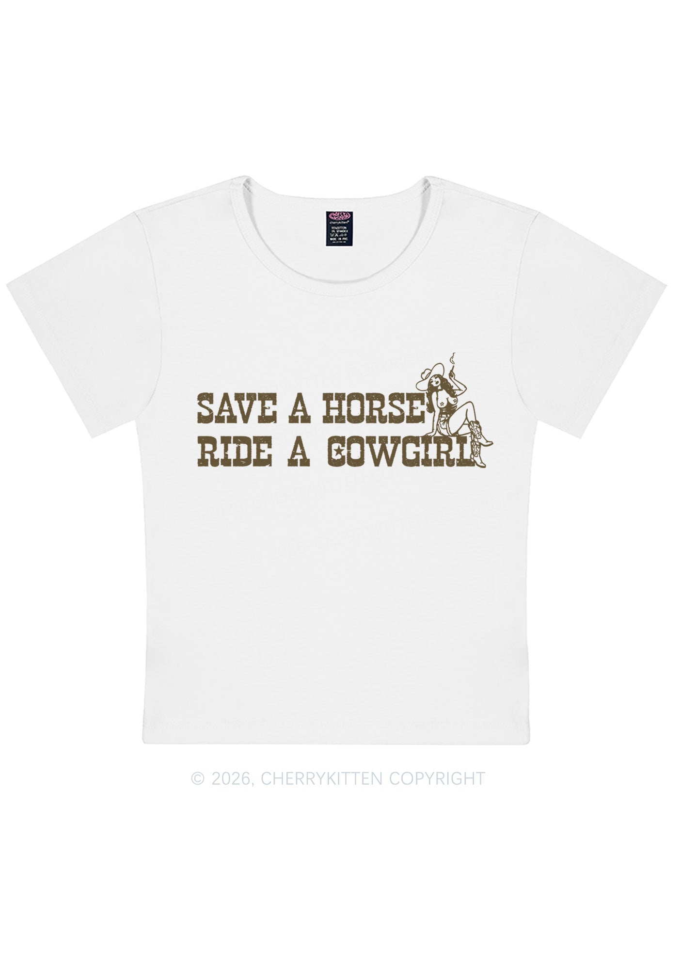 Ride Western Cowgirl Y2K Baby Tee Cherrykitten