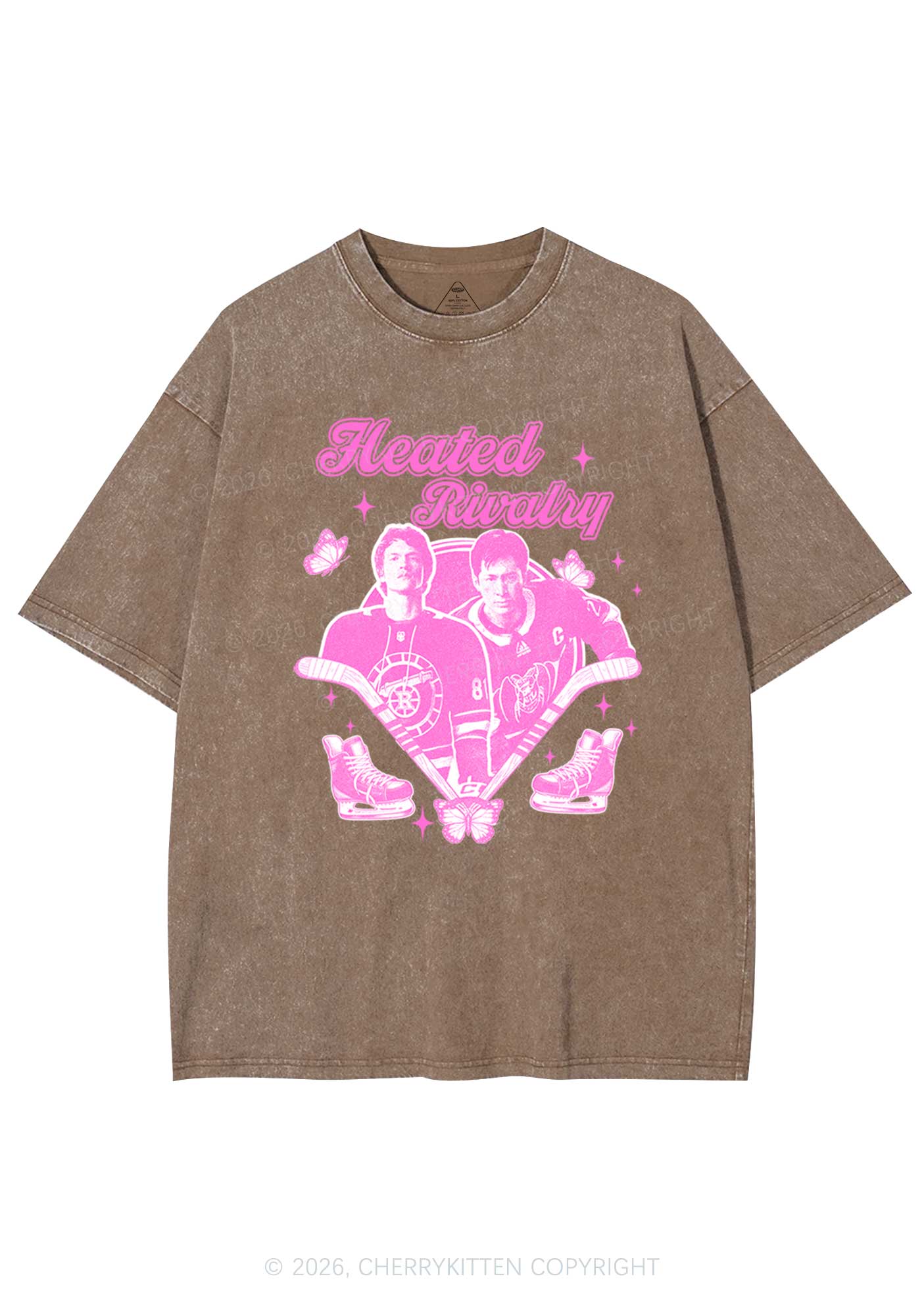 Retro Hockey Elements Y2K Shirts Washed Tee Cherrykitten