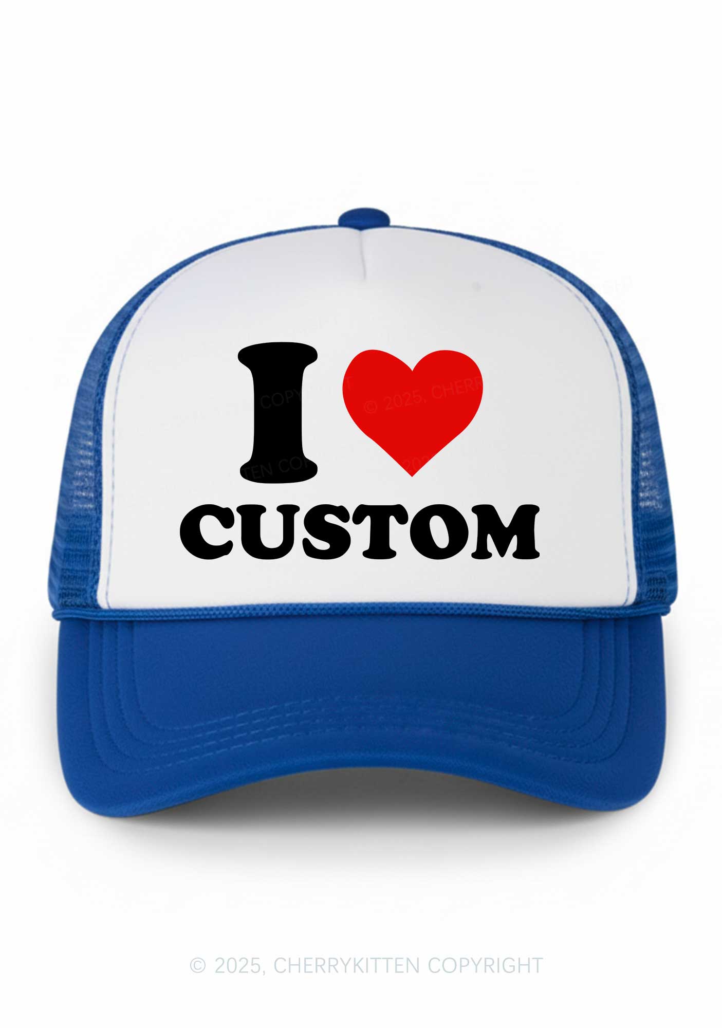 I Love Custom Valentine's Day Y2K Colorblock Trucker Hat Cherrykitten