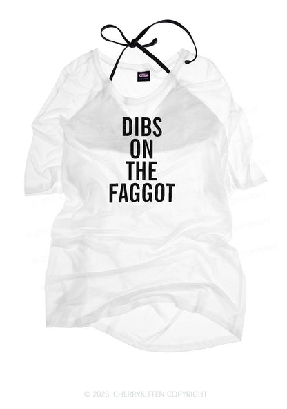 Dibs On The Faggot Pride Y2K Sheer Boyfriend Tee Cherrykitten