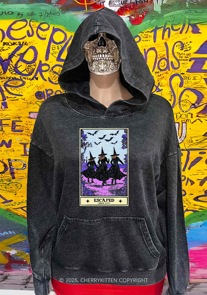 Halloween Escaped Witch Y2K Washed Hoodie Cherrykitten