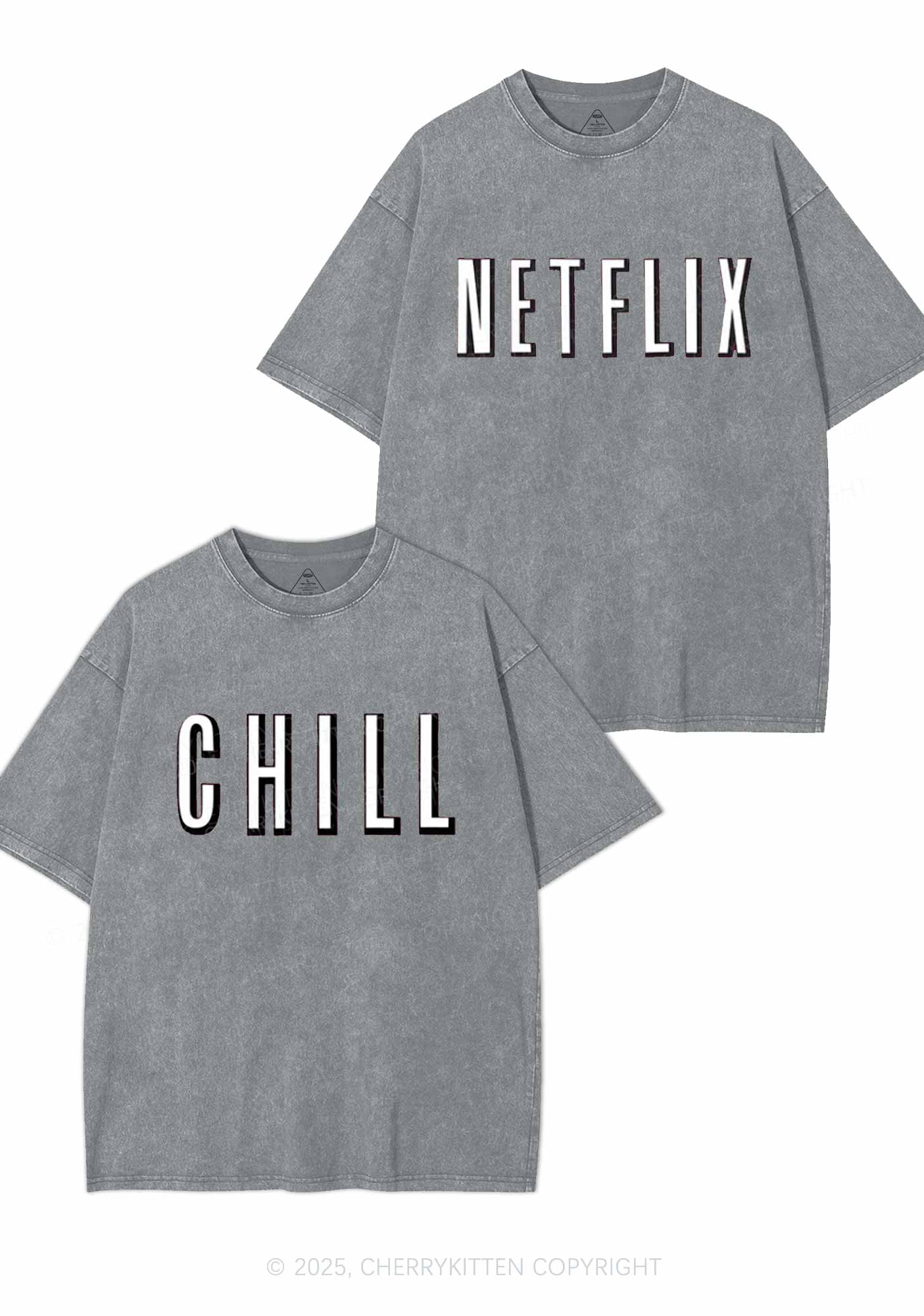 Netflix Chill Y2K Valentine's Day Washed Tee Cherrykitten