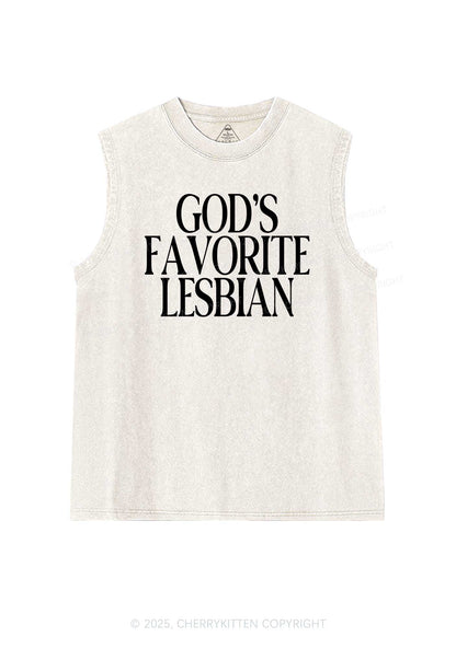 Gods Favorite Lesbian Pride Y2K Washed Muscle Tank Cherrykitten