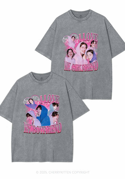 Custom Photos I Love GF BF Y2K Valentine's Day Washed Tee Cherrykitten