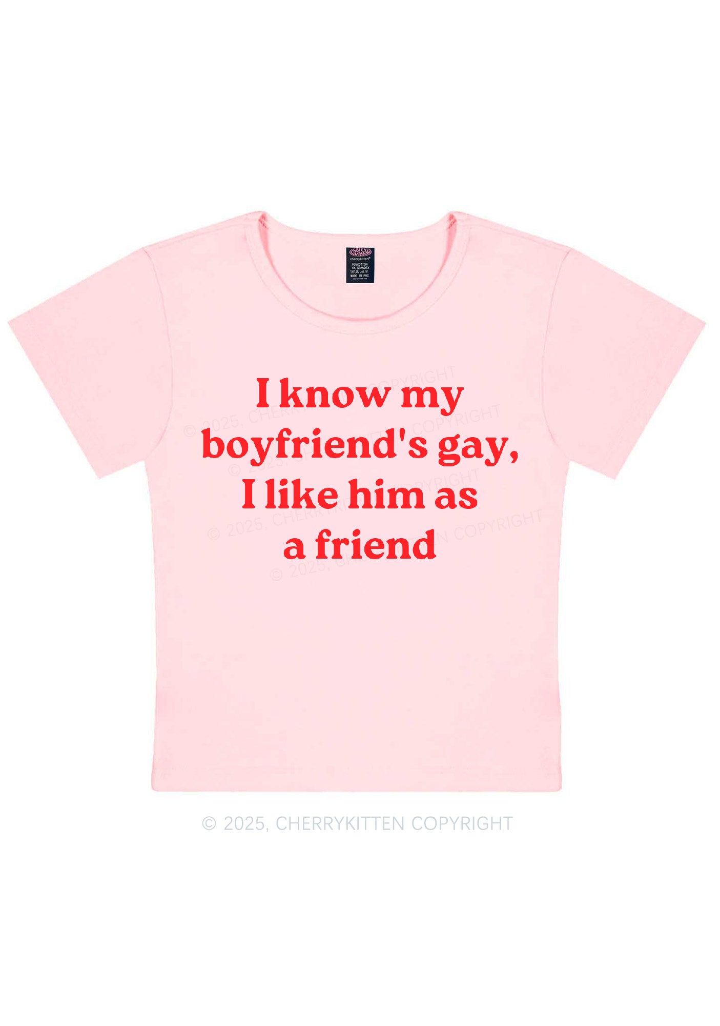 I Know My BF Is Gay Pride Y2K Baby Tee Cherrykitten