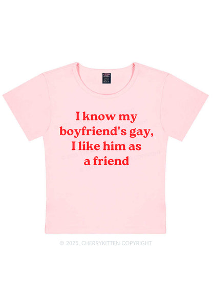 I Know My BF Is Gay Pride Y2K Baby Tee Cherrykitten
