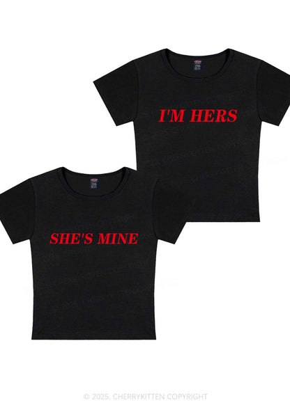 Shes Mine Im Hers Y2K Valentine's Day Baby Tee Cherrykitten