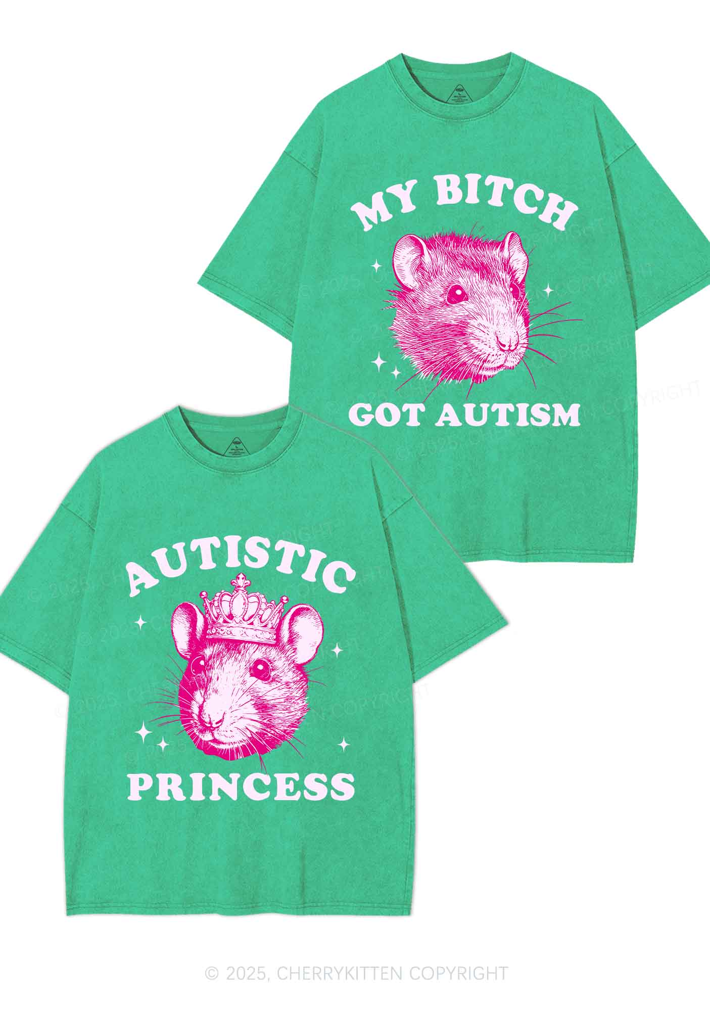 Autistic Princess Rats Y2K Valentine's Day Washed Tee Cherrykitten