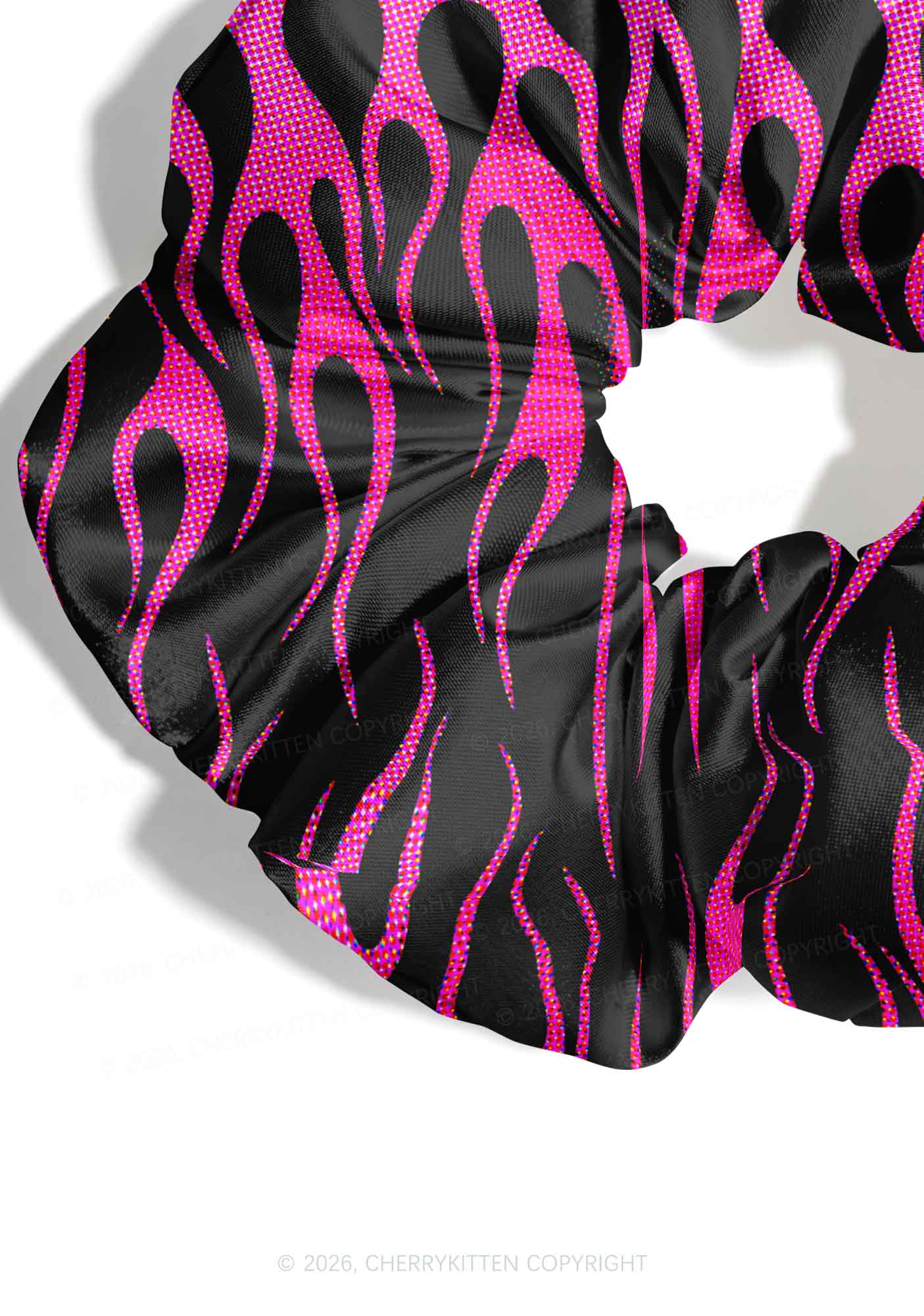 Hot Pink Flame Y2K Hair Scrunchie Cherrykitten