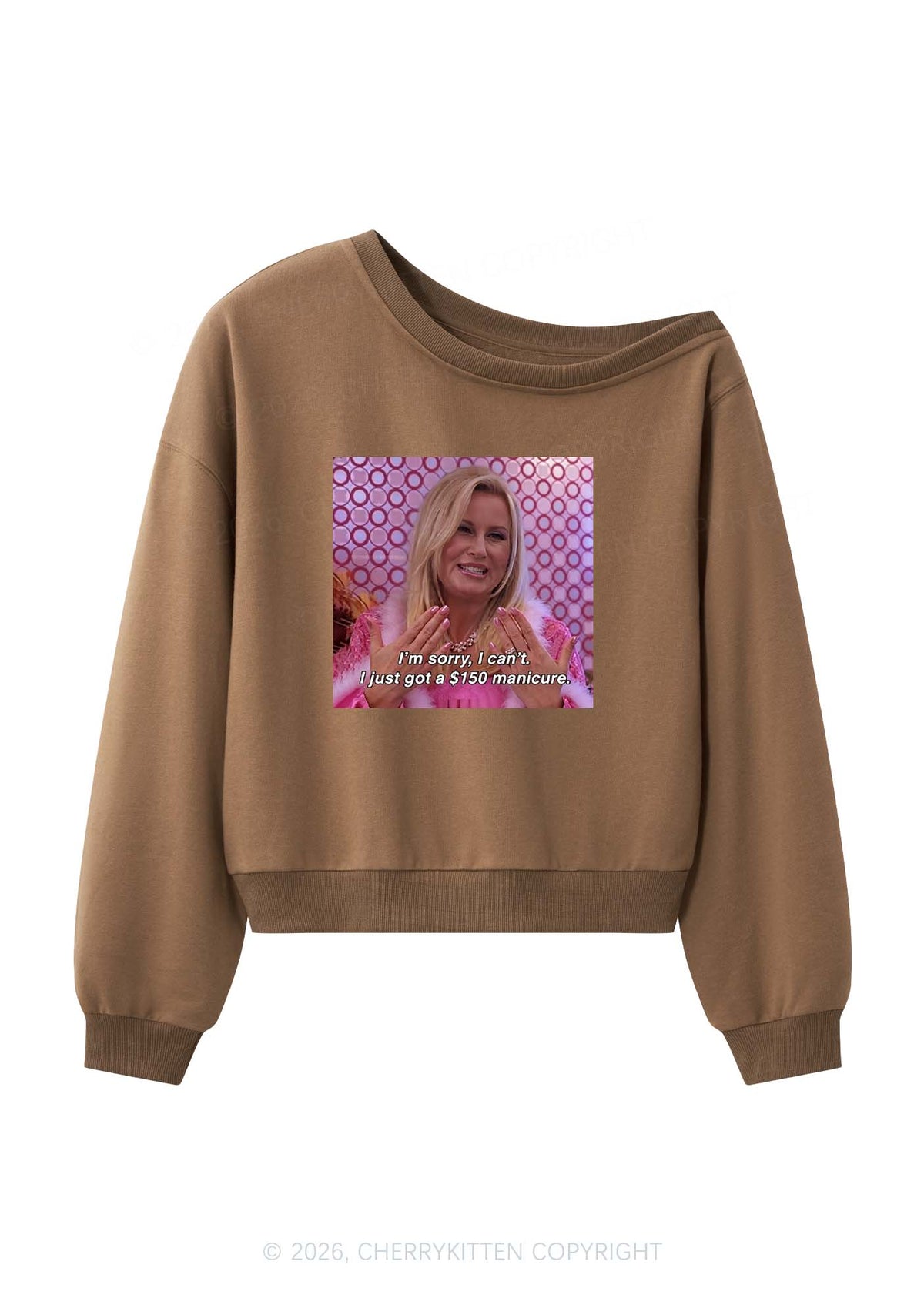 I Just Got Manicure Y2K Off Shoulder Sweatshirts Cherrykitten