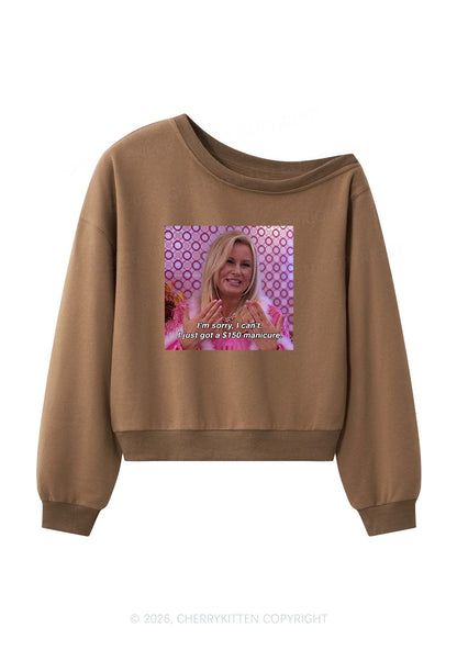 I Just Got Manicure Y2K Off Shoulder Sweatshirts Cherrykitten