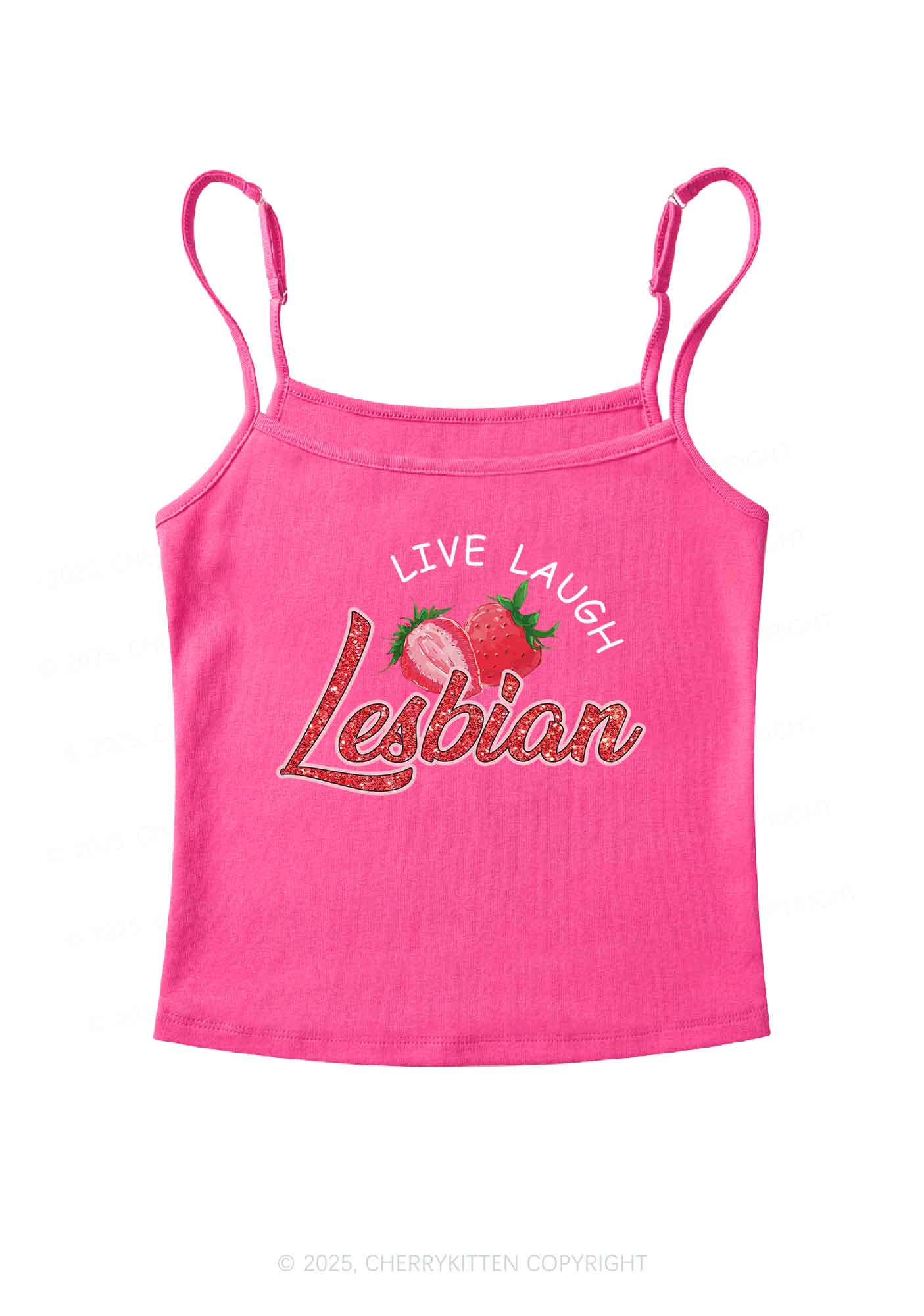 Live Laugh Lesbian Pride Y2K Spaghetti Strap Cami Cherrykitten