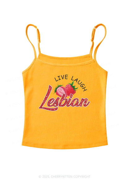 Live Laugh Lesbian Pride Y2K Spaghetti Strap Cami Cherrykitten