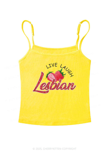 Live Laugh Lesbian Pride Y2K Spaghetti Strap Cami Cherrykitten