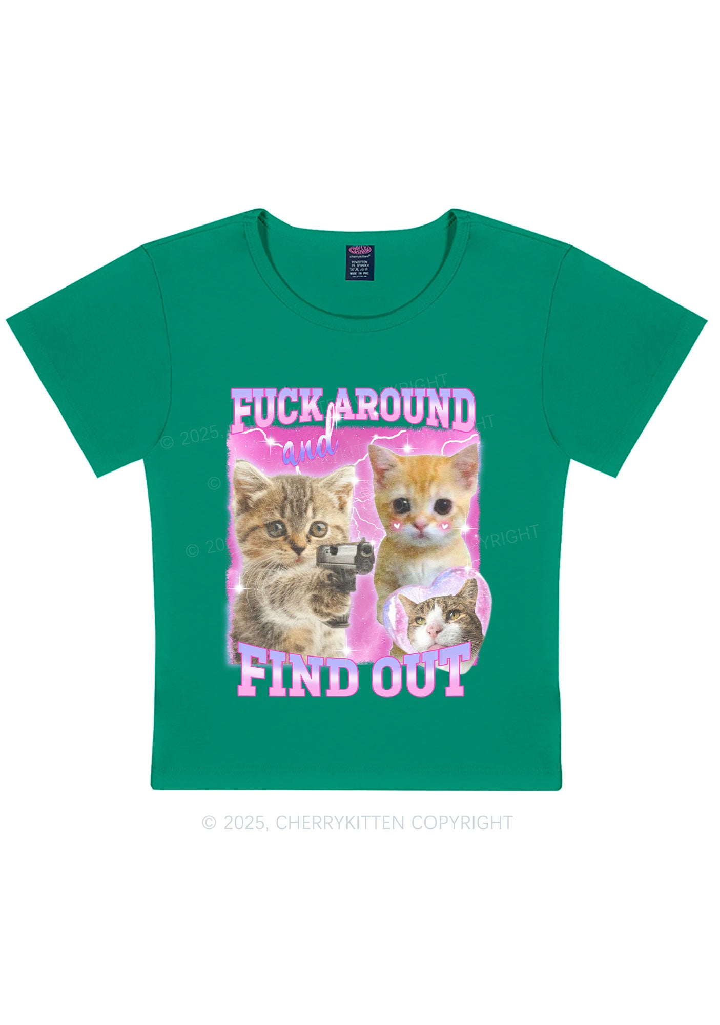 Fxxk Around Cats Y2K Baby Tee Cherrykitten