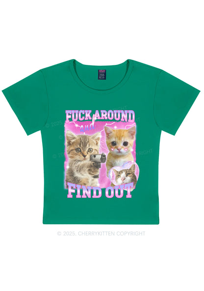 Fxxk Around Cats Y2K Baby Tee Cherrykitten