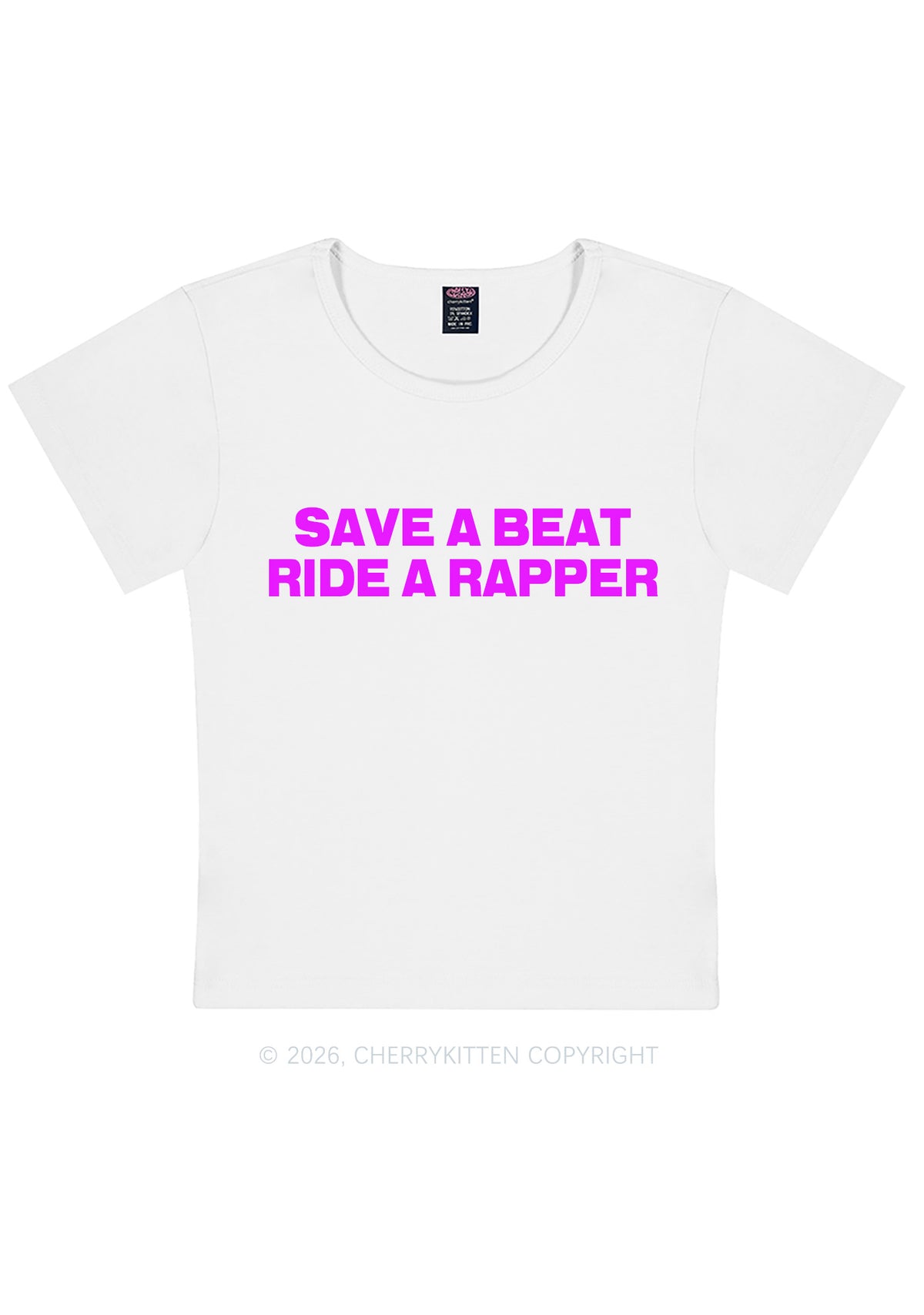 Save A Beat Ride A Rapper Y2K Baby Tee Cherrykitten