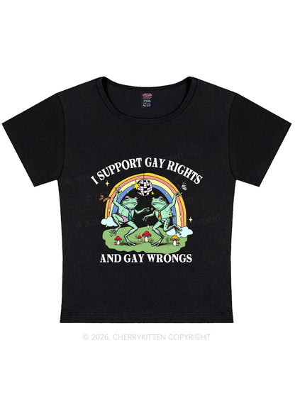 I Support Gay Rights Disco Frogs Y2K Baby Tee Cherrykitten