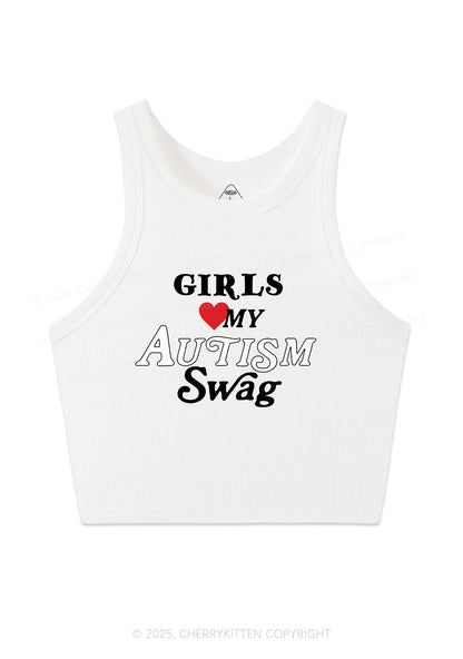 Girls Love Autism Swag Y2K Crop Tank Top Cherrykitten