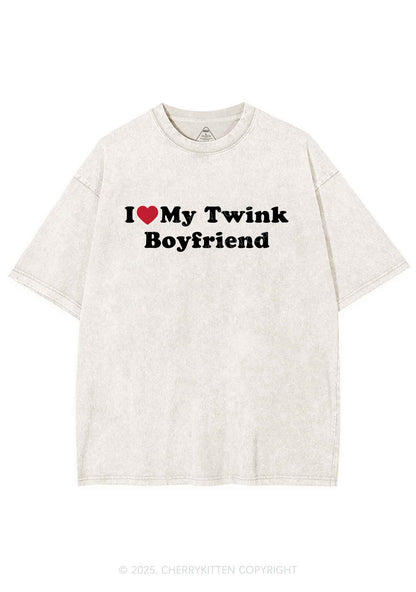 I Love My Twink BF Pride Y2K Shirts Washed Tee Cherrykitten