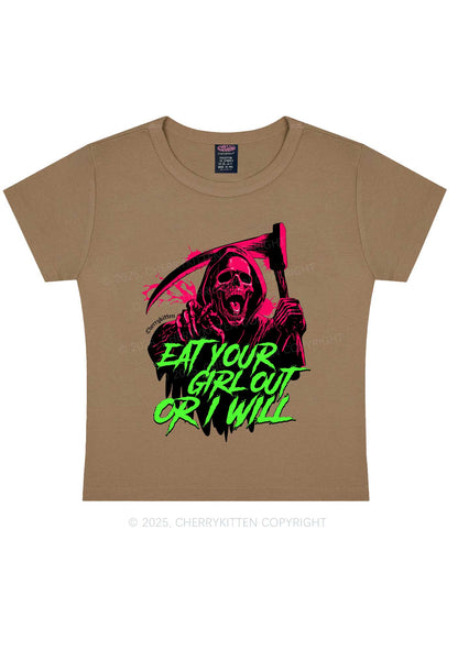 Hallowen Ghost Eat Your Girl Out Y2K Baby Tee Cherrykitten